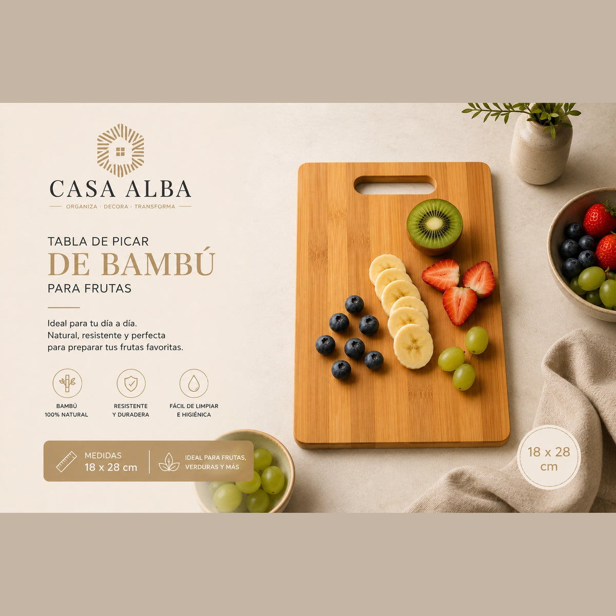 Tabla de picar bambú chica