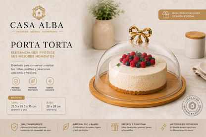 Porta Torta con Base Bambú
