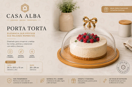 Porta Torta con Base Bambú