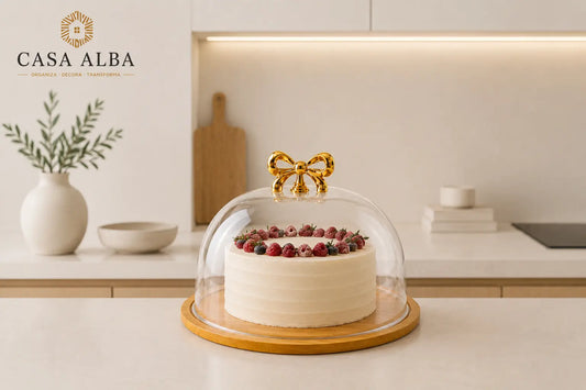 Porta Torta con Base Bambú