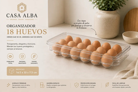 Organizador acrílico 18 huevos