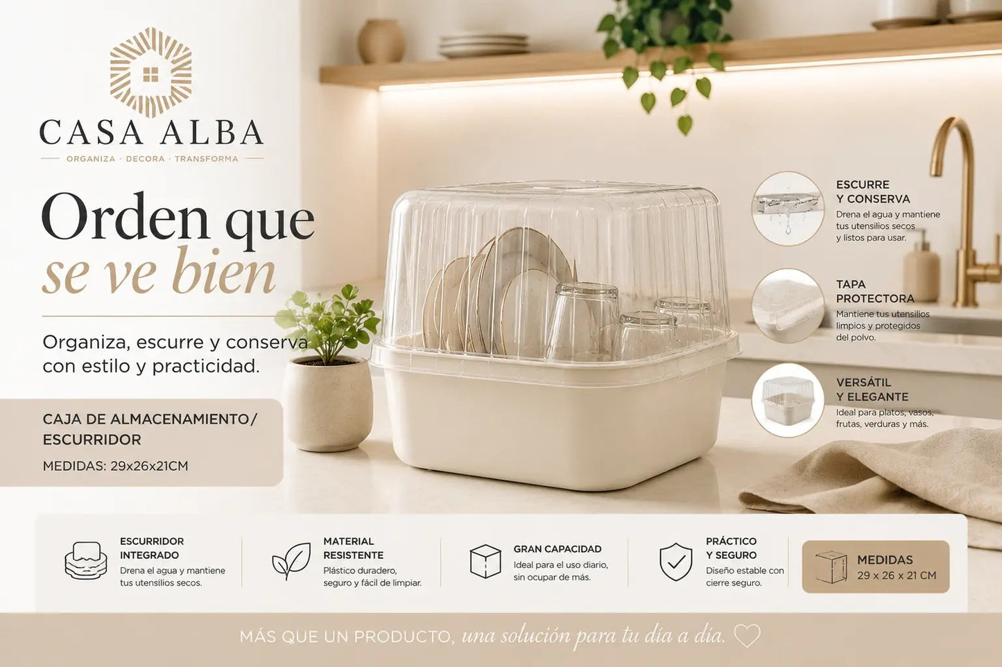 Caja de almacenamiento / escurridor